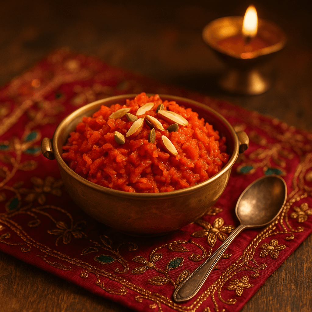 Warm Carrot Halwa with Cardamom