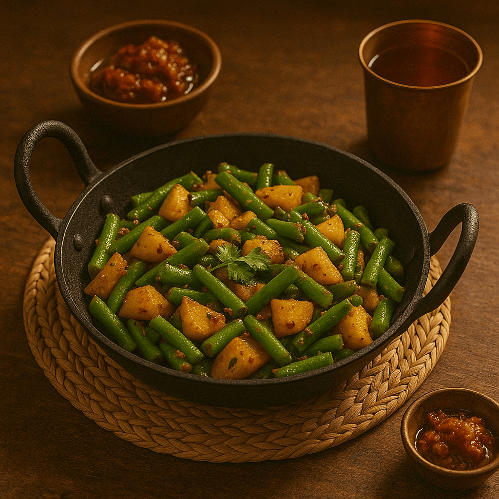 Dry Potato and Green Bean Stir Fry