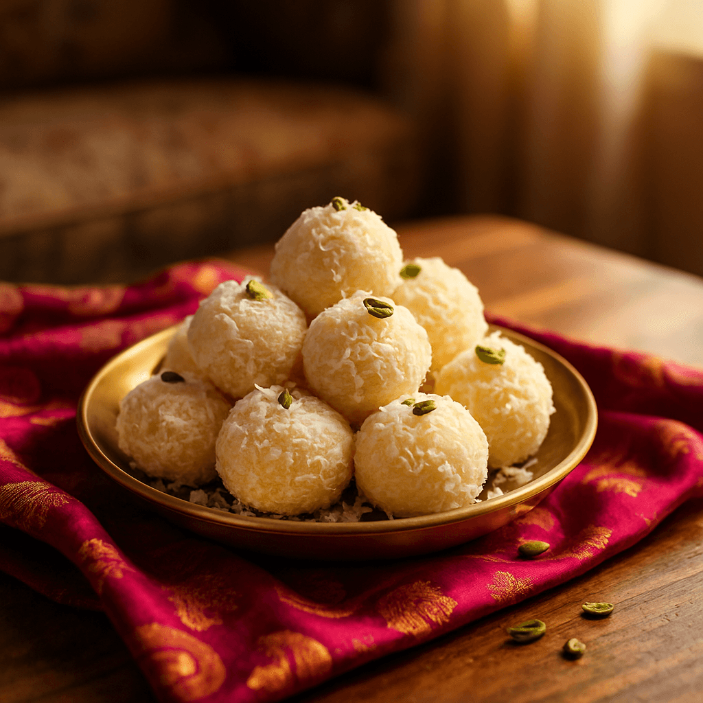 Sweet Coconut Ladoo with Cardamom